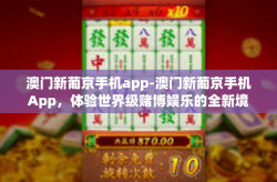 澳门新葡京手机app-澳门新葡京手机App，体验世界级赌博娱乐的全新境界-澳门新葡京手机app