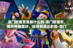 澳门新葡京是做什么的-澳门新葡京，揭开神秘面纱，探寻其真正职能-澳门新葡京是做什么的